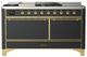 Ilve® Majestic III 60" Graphite Matte Pro Style Dual Fuel Liquid Propane Range with Solid Door and Brass Trim-0