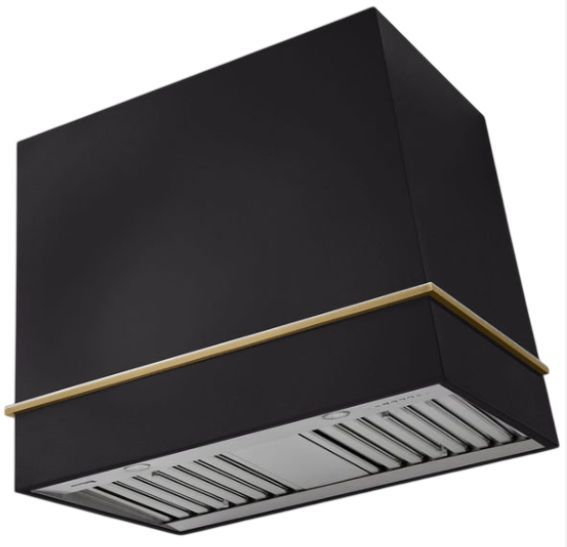 AGA Loge 36" Matte Black Wall Mounted Range Hood with Antique Brass Trim-0