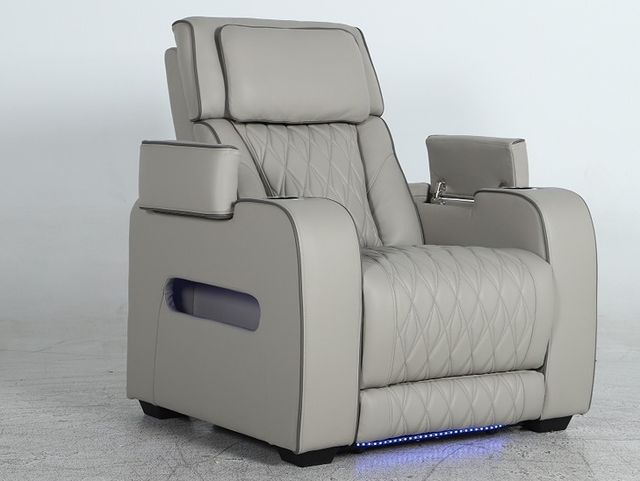 American Wholesale Furniture Opulence Taupe Power Recliner with Power Headrest-1