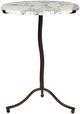 Four Hands Sophie Antiqued Rust End Table with Veined White Marble Top-1