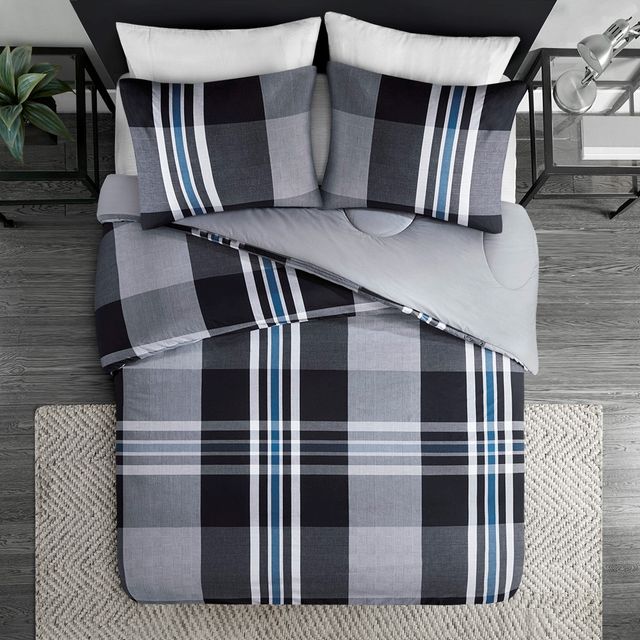 Olliix by INK+IVY Grey Full/Queen Nathan Comforter Mini Set-2