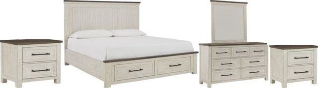 Benchcraft® Brewgan 5-Piece Two-Tone King Panel Storage Bed Set-0