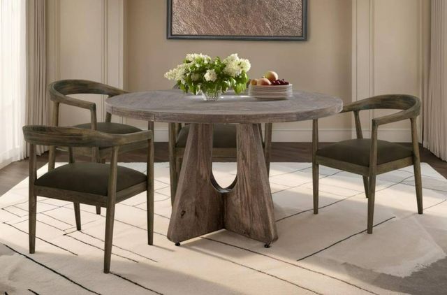 International Furniture Direct Natural Teca Brown Arm Chair-2