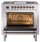 Ilve® Nostalgie II Noblesse 36'' Stainless Steel Pro Style Dual Fuel Range with Burnished Trim-1