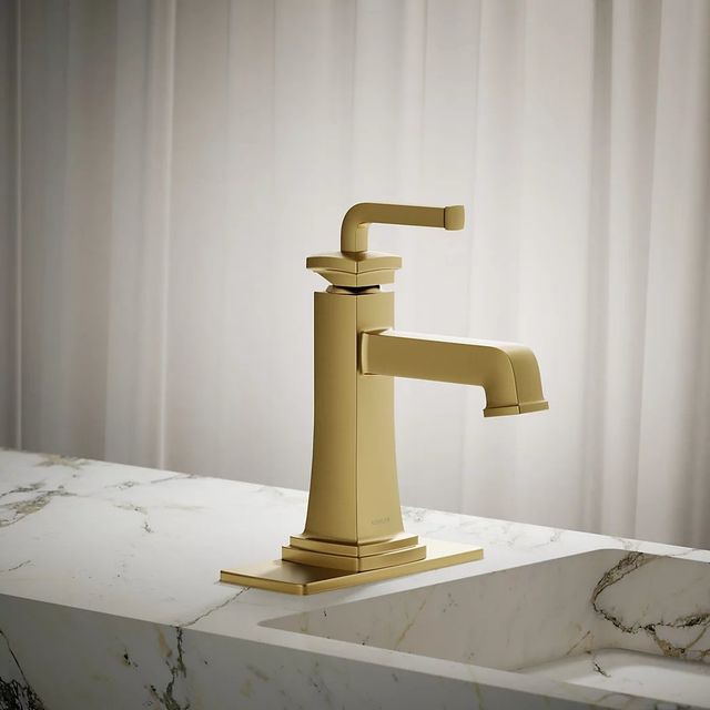KOHLER® Riff® Vibrant Brushed Moderne Brass 0.5 GPM Single-Handle Bathroom Sink Faucet-3