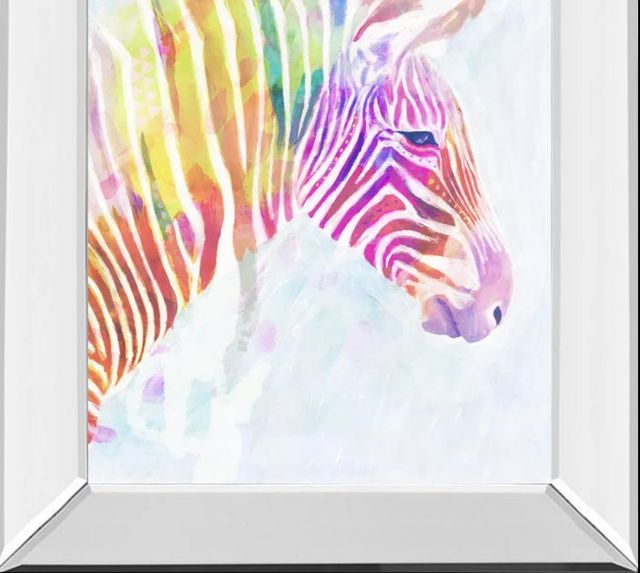 Classy Art Fluorescent Zebra II by Victoria Borges Mirror Framed Wall Art-1