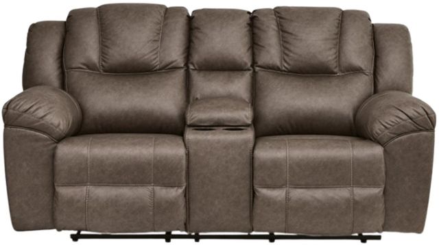 Signature Design by Ashley® Knoxlee Driftwood Manual Reclining Loveseat with Console-1