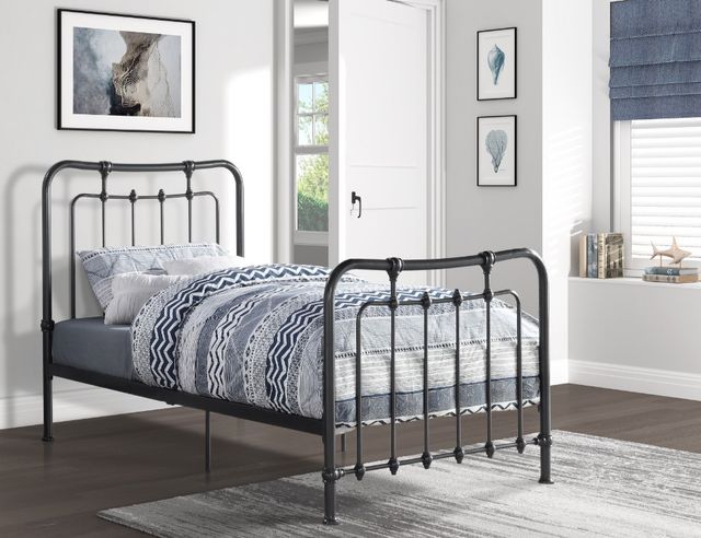 Homelegance® Engleside Gunmetal Youth Twin Metal Rod Bed-1
