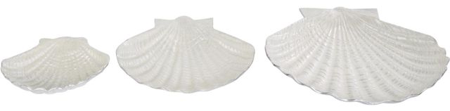 Deco Marche 3-Piece White Shell Decorative Bowl with Silver Base Set-1