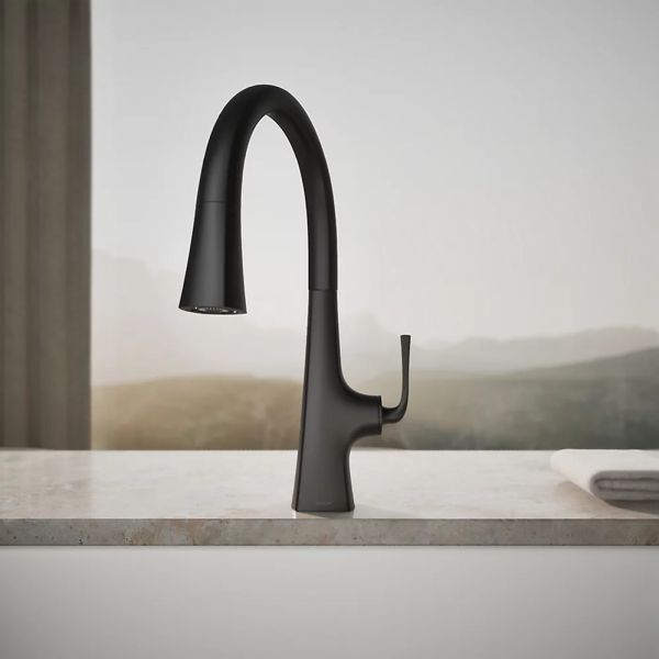 KOHLER® Graze® Matte Black Kitchen Sink Faucet with 3-Function Sprayhead-3
