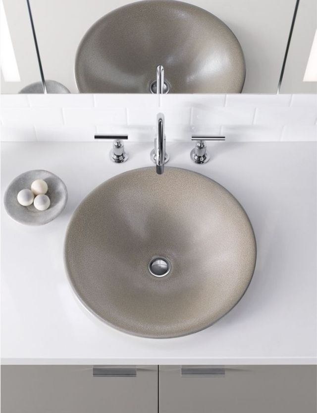 Kohler Shagreen Carillon® Ebony Pearl 17.5" Round Drop-In Bathroom Sink, No Overflow-1