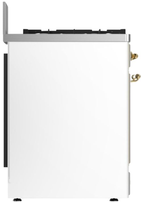 Ilve® Majestic III 30" White Pro Style Dual Fuel Liquid Propane Range with 5 Black Brass Burners and Brass Trim-3