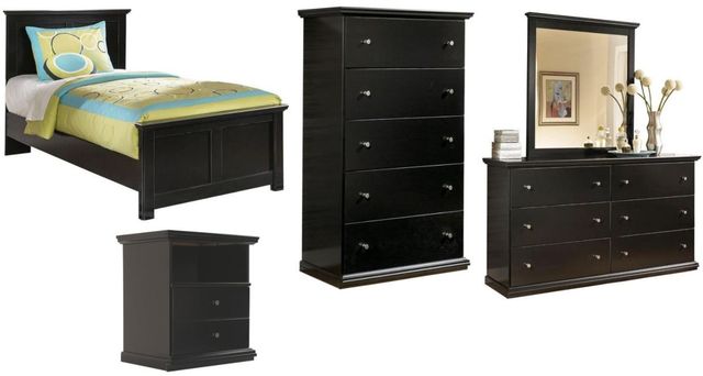 Signature Design by Ashley® Maribel 5-Piece Black Twin Panel Bed Set-0