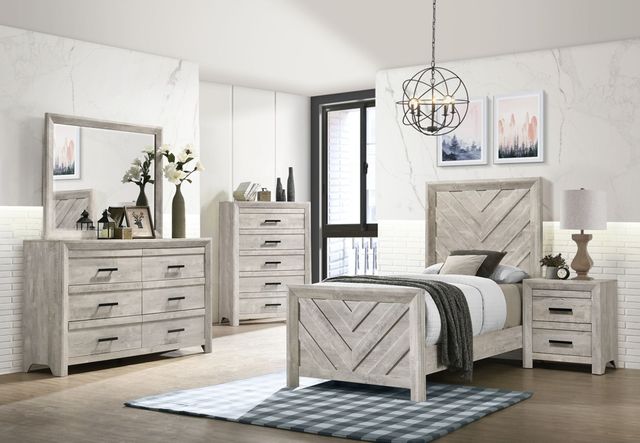 Elements International Eleanor White Twin Panel Bed-1