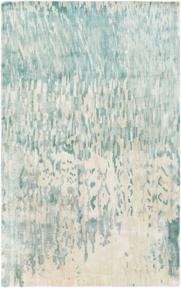 Surya Watercolor Teal 2'x3' Throw Rug-0