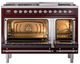 Ilve® Nostalgie II Noblesse 48'' Burgundy Pro Style Dual Fuel Range with Chrome Trim-1