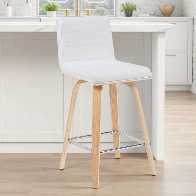 Armen Living Vienna Oak/White Swivel Counter Stool-1