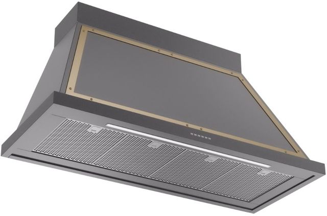 Ilve® Nostalgie II Noblesse 48" Graphite Matte Wall Mounted Range Hood with Brass Trim-1