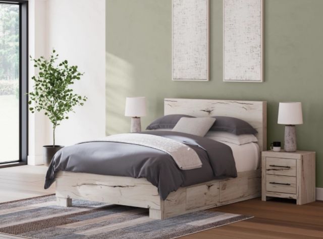 Benchcraft® Lawroy Light Natural Queen 2-Drawer Storage Panel Bed-9