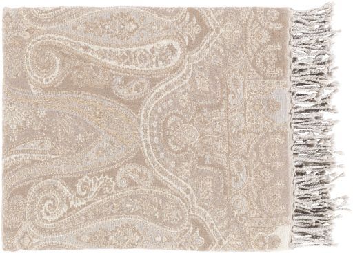 Surya Boteh Taupe 50"x60" Throw Blanket-0