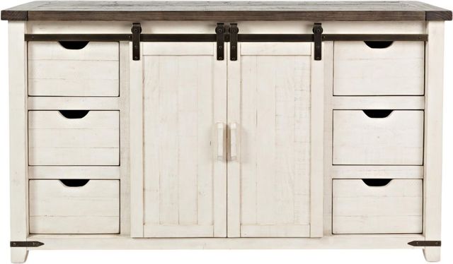Jofran Inc. Madison County Brown/Vintage White 60'' Barn Door Server-2
