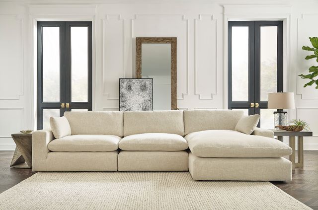 Benchcraft® Elyza 3-Piece Linen Right-Arm Facing Sectional and Chaise-1