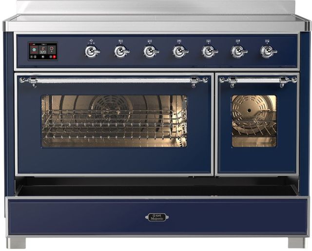 Ilve® Majestic III 48" Midnight Blue Pro Style Induction Range with Triple Glass Door and Chrome Trim-2