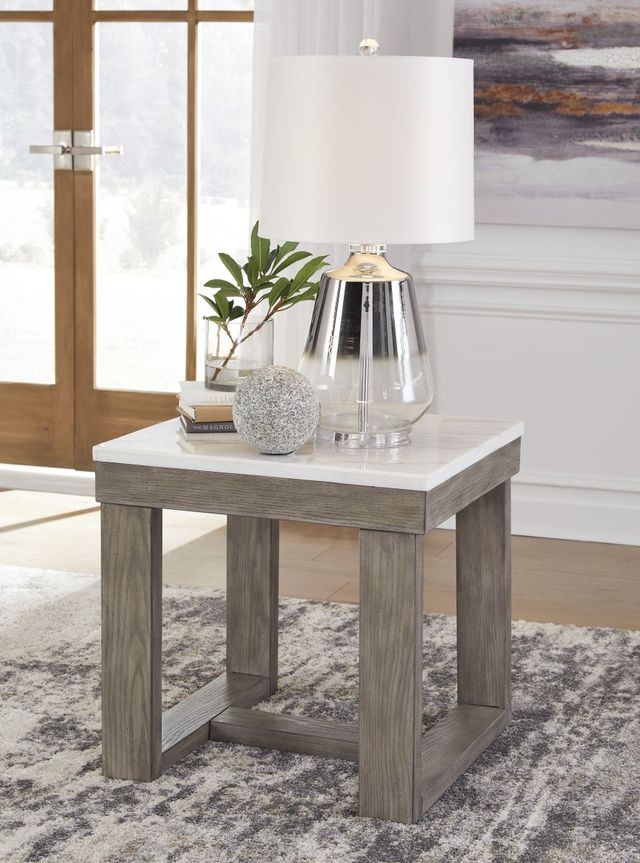 Signature Design by Ashley® Loyaska Ivory End Table with Brown Base -2