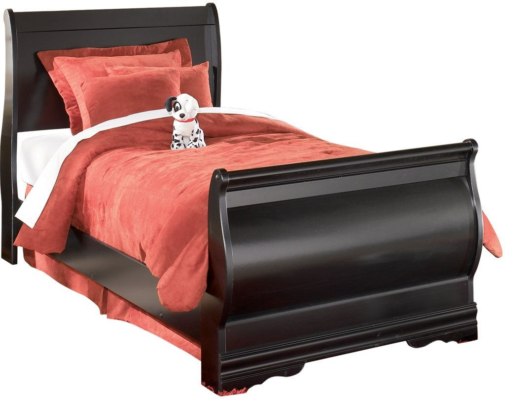 Signature Design by Ashley Huey Vineyard Black Twin Sleigh Bed Furniture Loft Osage City Kansas