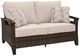 Signature Design by Ashley® Monterey Point Beige/Dark Brown Fabric/Wicker Rattan Outdoor Loveseat-0