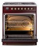 Ilve® Nostalgie II Noblesse 30'' Burgundy Pro Style Dual Fuel Range with Burnished Trim-1