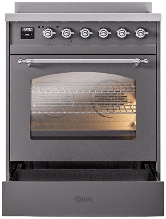 Ilve® Nostalgie II Series 30" Matte Graphite Pro Style Induction Range-2