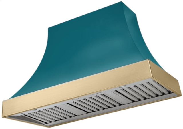 AGA Cascade 48" Salcombe Blue Wall Mounted Range Hood  with Brushed Brass Trim-0