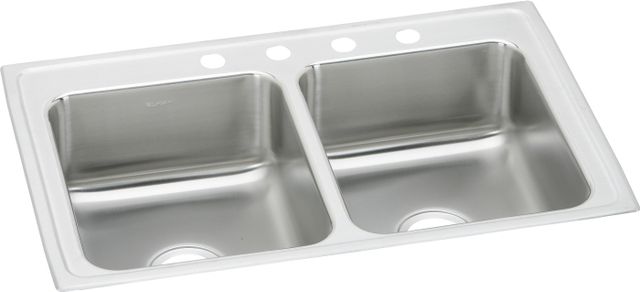 Elkay Lustertone® Classic Lustrous Satin 37" x 22" x 7-5/8" 4-Hole Equal Double Bowl Drop-In Sink-0