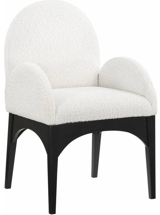 Meridian Furniture Waldorf Cream/Black Boucle Upholstered Dining Arm Chair-0