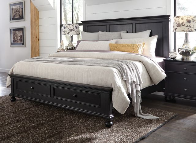aspenhome® Oxford Rubbed Black California King Panel Storage Bed-1
