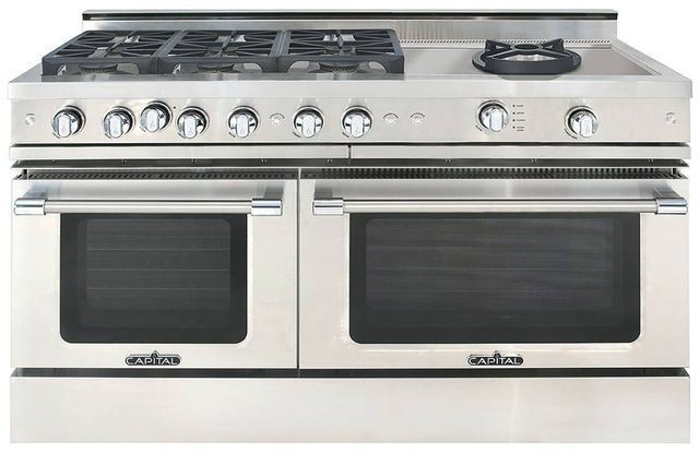 Capital Cooking™ Grand Chef 60" Stainless Steel Sealed Burner Pro Style Gas Range with Sealed Power Wok-0