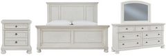 Signature Design by Ashley® Robbinsdale 4-Piece Antique White King Bedroom Set