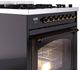 Ilve® Nostalgie II Noblesse 30" Glossy Black Pro Style Dual Fuel Range with Burnished Trim-4