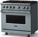 Viking® 5 Series 36" Novembery Sky Pro Style Gas (LP) Range with Polished Chrome Trim-2