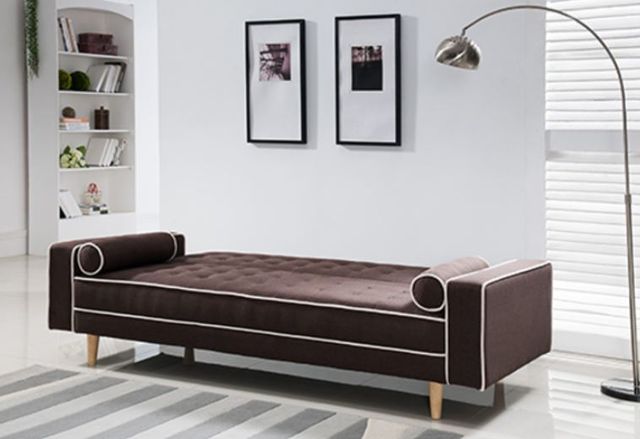 Milton Greens Stars Dark Brown Click Clack Tufted Futon Couch with Pillows-1