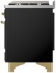 Ilve® Majestic III 60" Glossy Black Pro Style Dual Fuel Liquid Propane Range with French Top and Brass Trim-4