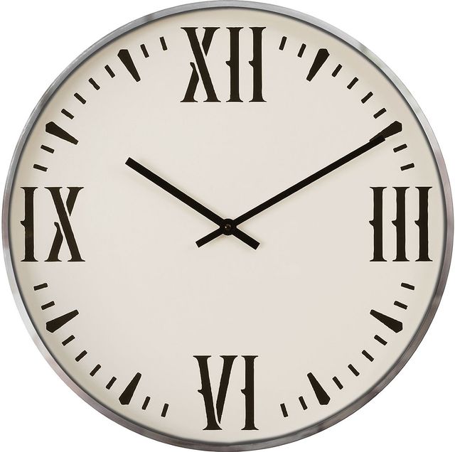 Monarch Specialties Inc. Silver 20" Round Wall Clock with Roman Numerals on White Background-0