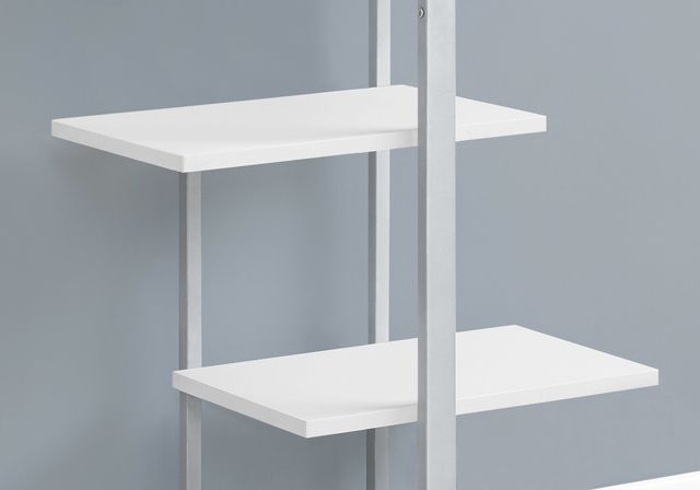 Monarch Specialties Inc. 60"H Dark White with Silver Metal Bookcase-2