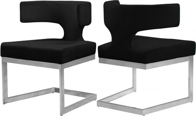 Meridian Furniture Alexandra Black/Chrome Velvet Dining Chair-1