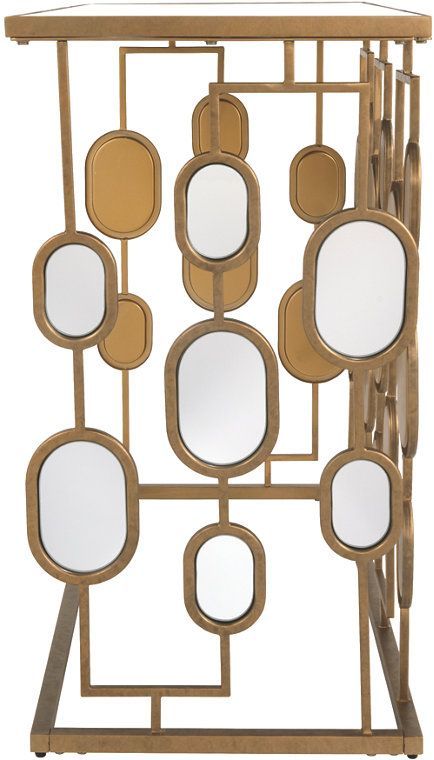 Signature Design by Ashley® Majaci Mirrored Glass Top Console Table with Gold Base-3