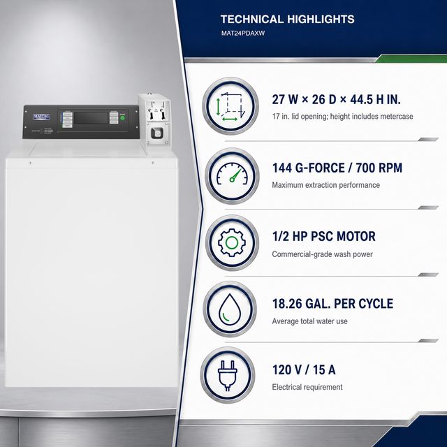 Maytag Commercial Single-Load Coin-Drop Top-Load Washer - White-4