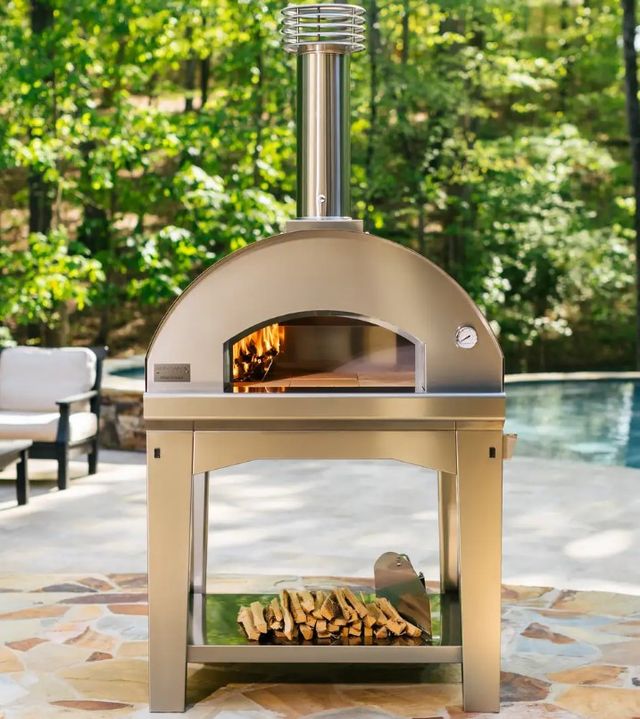 Fontana Forni Mangiafuoco 39" Stainless Steel Pizza Oven -1