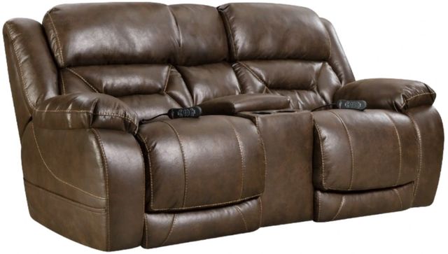 HomeStretch Enterprise Walnut Power Reclining Loveseat with Console-0