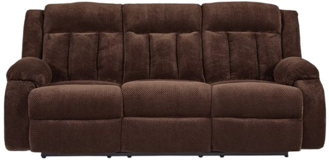 Signature Design by Ashley® Greely Bend Chocolate Power Reclining Sofa with Drop Down Table-0